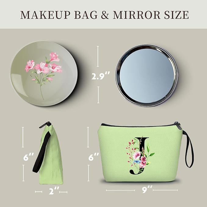 SEAMOON Birthday Inspirational Bridesmaid Proposal Team Small Gifts for Women Mom Aunt Teacher Sister Coworkers Makeup Cosmetic Bag Travel with Mirror Mothers Day Christmas Graduation J
