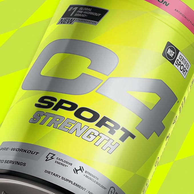 Cellucor C4 Sport Strength Pre Workout Powder - NSF Certified for Sport - Beta-Alanine, Creatine, 200mg Caffeine - Sugar Free Energy Supplement for Men & Women - Fruit Punch, 20 Servings