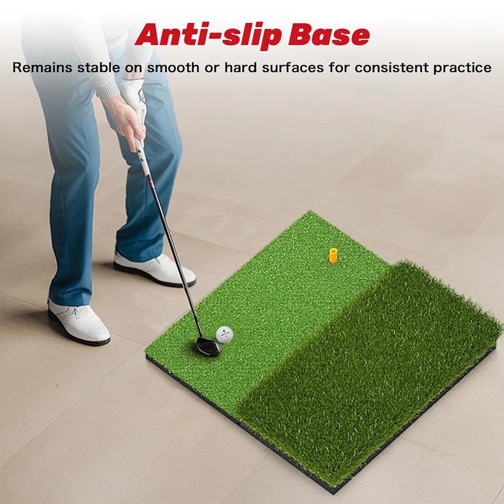 SAPLIZE Foldable Heavy-Duty Golf Hitting Mat, Practice Mat with 10mm EVA Rubber Backing, Larger Size for Indoor/Outdoor Swing and Chipping Practice, Anti-Deformation