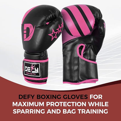 DEFY Marvelous Boxing Gloves for Men & Women Training Muay Thai Kick Boxing Leather Sparring Heavy Bag Workout MMA Gloves