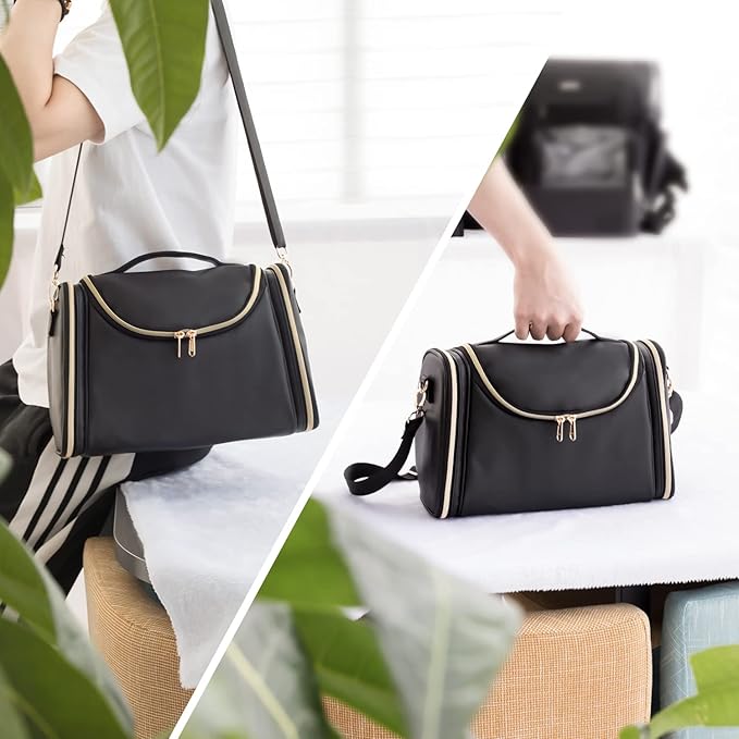 Ethereal Large Makeup Bag, Travel Makeup Bag Large Capacity Toiletry Bag with Shoulder Strap for Cosmetics Makeup Brushes Organizer