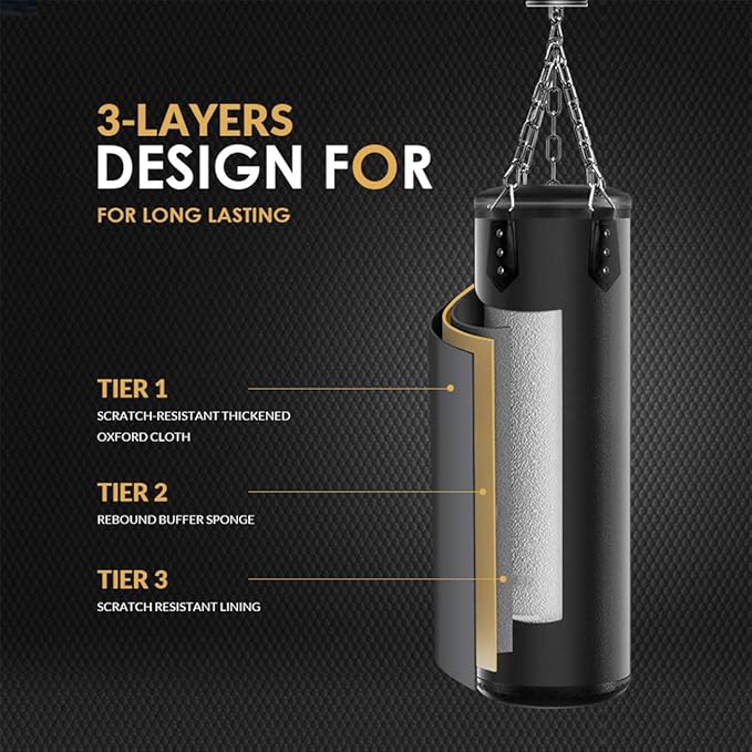 Punching Bag Set for Adults with Gloves, Heavy Punching Bags Hanging, Boxing Fitness Workout Training Kick - Unfilled