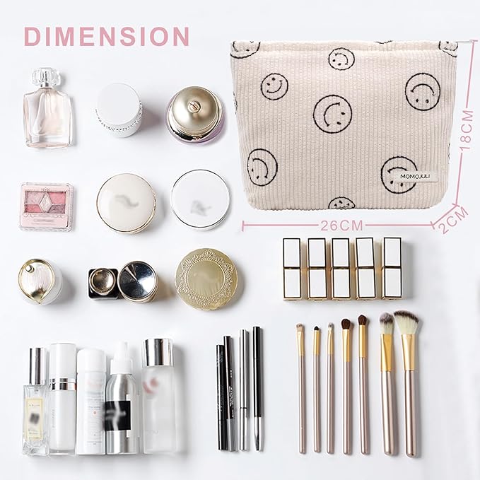 Corduroy Makeup Bag Cosmestic Bag 2pcs Large Capacity Ladies Women Aesthetic Make Up Organizer Accessories Zipper Pouch Purse 2PCS