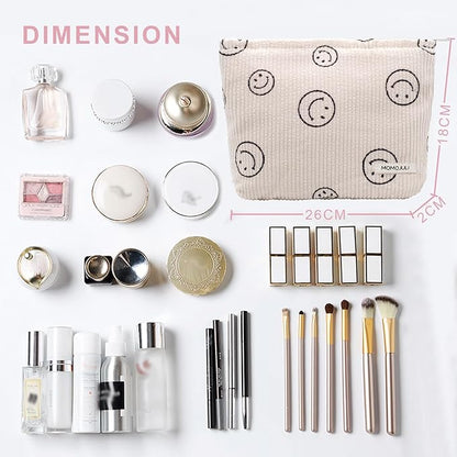 Corduroy Makeup Bag Cosmestic Bag 2pcs Large Capacity Ladies Women Aesthetic Make Up Organizer Accessories Zipper Pouch Purse 2PCS