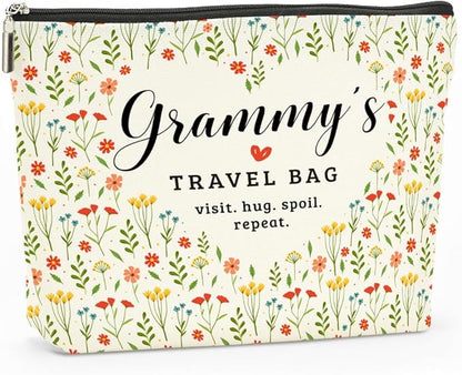 Grammy's Travel Bag Mothers Day Makeup Bag Grandma Gifts Grandma Birthday Gifts Funny Coloful Floral Cosmetic Bag for Women Nana Gigi Mimi Nanny Granny Mom Chirstmas Appreciation Retirement Gifts