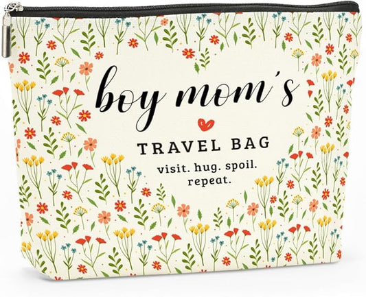 Mom's Travel Bag Mothers Day Makeup Bag Mom Gifts Son Mom Birthday Gifts from Daughter Son Funny Coloful Floral Cosmetic Bag for Women Female Mama Mommy New Mom Mother Chirstmas Retirement Gifts