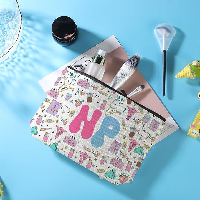 Nurse Practitioner Gifts for Women NP Makeup Bag Nursing Cosmetic Bag Nurse Gifts Nursing Student Gifts Nurse Day Birthday Nurse Appreciation Gifts for Nurse RN Nurse Practitioner Makeup Zipper Pouch
