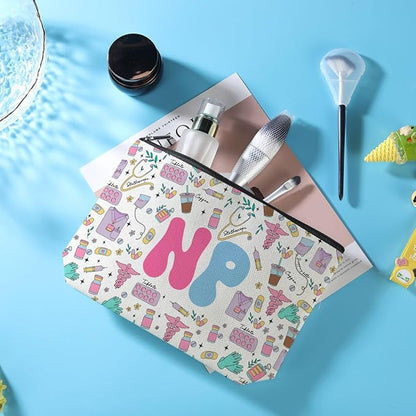 Nurse Practitioner Gifts for Women NP Makeup Bag Nursing Cosmetic Bag Nurse Gifts Nursing Student Gifts Nurse Day Birthday Nurse Appreciation Gifts for Nurse RN Nurse Practitioner Makeup Zipper Pouch