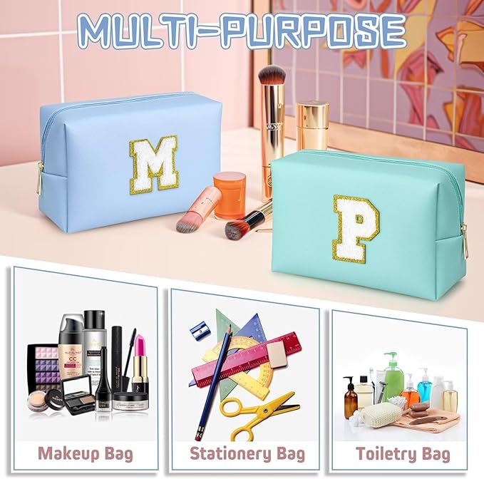 TOPEAST Teen Girl Gifts Trendy Stuff, Blue Small Makeup Bag Preppy Stuff for Girls Personalized Birthday Gifts for Girls Daughter (Sky Blue K)