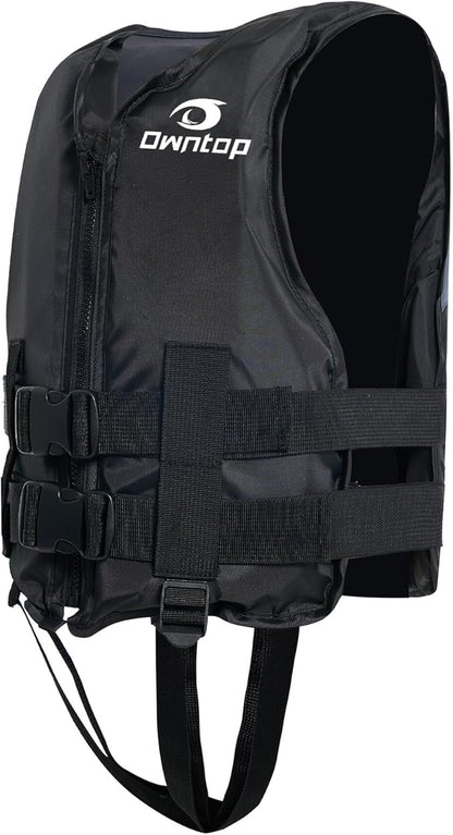 Owntop Kids and Adult Swim Jackets 50 to 125 lbs Dual Buckles, Zipper and Crotch Strap Ski Vest Lightweight PFD Perfect for Kayaking, Fishing, Paddle Board