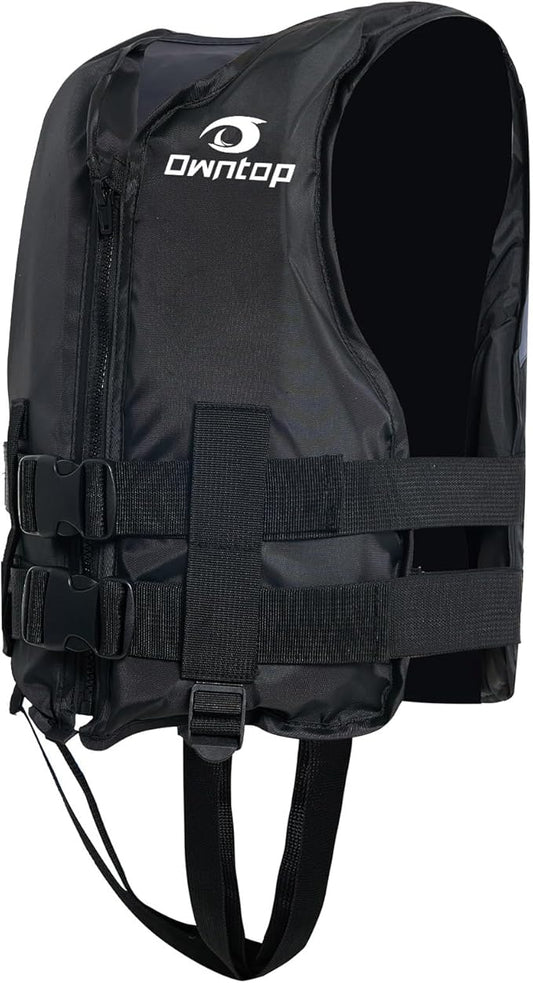 Owntop Kids and Adult Swim Jackets 50 to 125 lbs Dual Buckles, Zipper and Crotch Strap Ski Vest Lightweight PFD Perfect for Kayaking, Fishing, Paddle Board