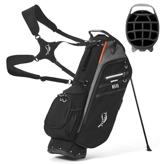 Golf Stand Bag 14 Way Top Dividers Full-Length with Stand, 7 Pockets, Lightweight Golf Bag for Men, Dual Strap, Rain Hood, Portable Golf Club Bag for Men Women
