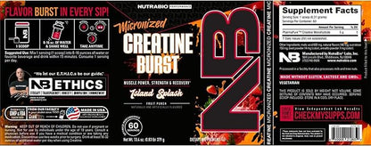 NutraBio Pure Creatine Monohydrate Powder Supplement, Island Splash, (300 g) - Supports Bulk Muscle Energy, Recovery, and Strength - HPLC Tested Pure Grade Creatine Powder Supplement for Men and Women