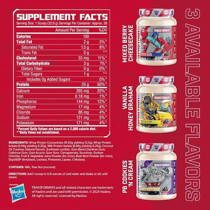 Core Nutritionals | Transformers Protron Protein Blend Nutritional Supplement Formula (Free Prize Inside) for Adults Ages 18+ (2 Pounds, Mixed Berry Cheesecake)