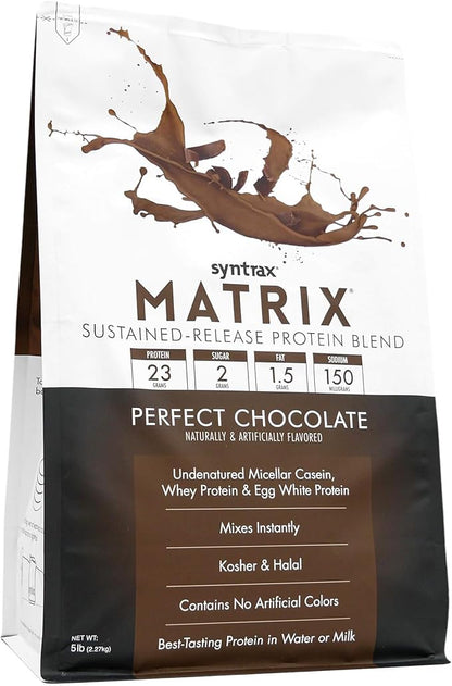 Syntrax Nutrition Matrix Protein Powder, Sustained-Release Protein Blend, Perfect Chocolate, 5 lbs