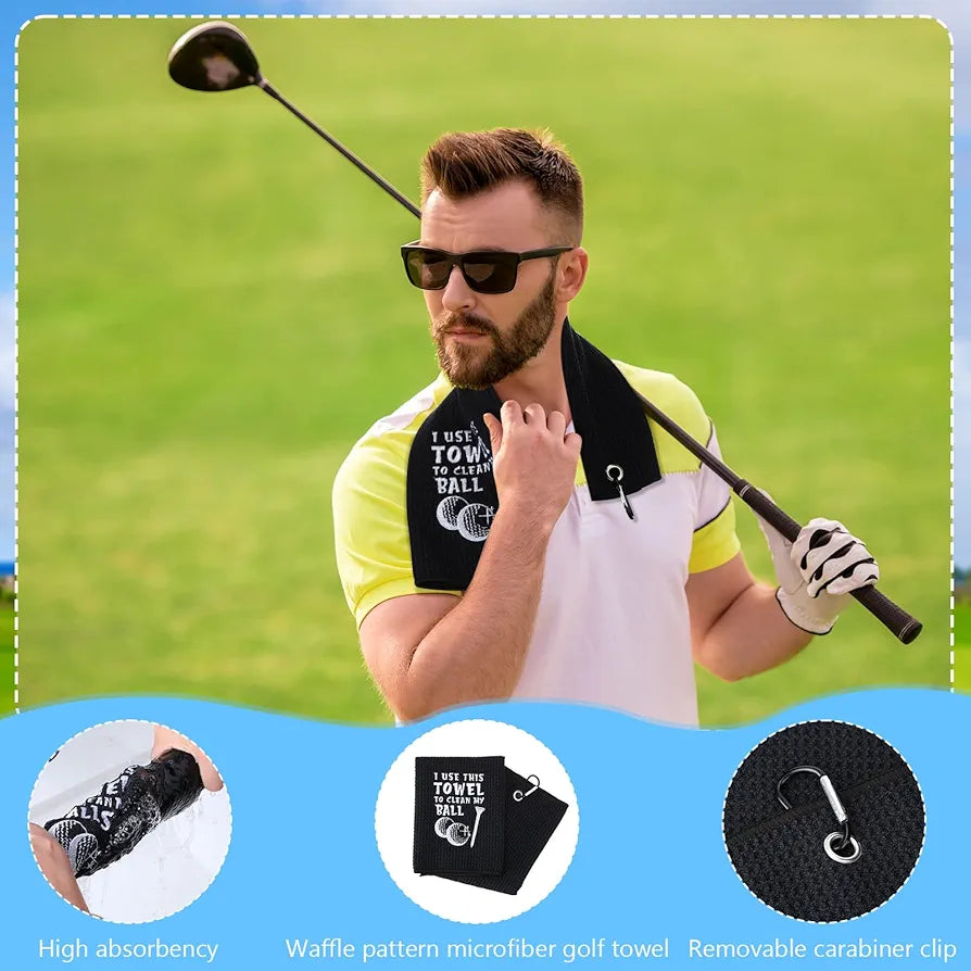 9 Pcs Golf Accessories Kit Golf Club Cleaning Kit Include Microfiber Towel, Cleaner Brush, Ball and Tee Holder, Divot Repair Tool, Ball Bag with Hook for Men Women Gifts