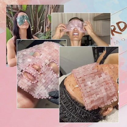 ideayard Rose Quartz Eye Mask, Cooling Eye Mask 100% All Natural Crystal Mask for Facial Puffy Eyes Reusable