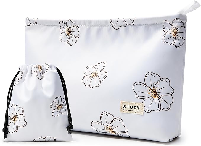 WLLWOO WLLWOO 2pcs Travel Make Up Bags-Cosmetic Bag Nylon Waterproof Large Wide Zipper Coin Purse Travel Toiletry Small Makeup Pouch For Women