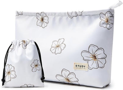 WLLWOO WLLWOO 2pcs Travel Make Up Bags-Cosmetic Bag Nylon Waterproof Large Wide Zipper Coin Purse Travel Toiletry Small Makeup Pouch For Women