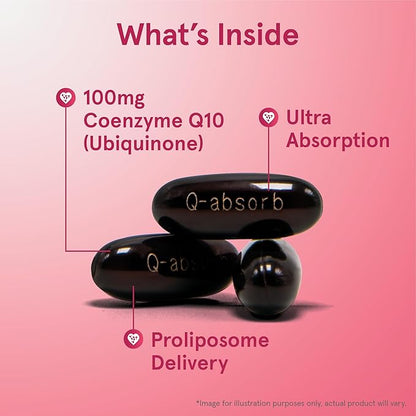 Jarrow Formulas Q-absorb Co-Q10 100 mg, Dietary Supplement, Antioxidant Support for Mitochondrial Health, Cellular Energy Production and Cardiovascular Health, 120 Softgels, 120 Day Supply