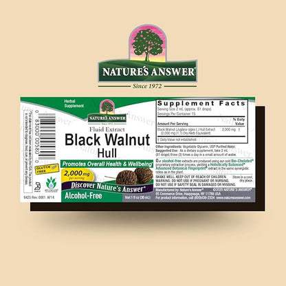 Nature's Answer Black Walnut Green Hull Extract 1oz - Alcohol-Free, Gluten-Free, Kosher - Black Walnut, Wormwood Black Walnut Clove Parasite Cleanse - Detox & Liver Support, Digestive Cleanser
