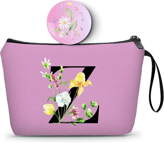 SEAMOON Birthday Friendship Bridesmaid Team Gifts for Employees Women Mom Girl Daughter Teenage Personalized Make up Cosmetic Bag Travel with Mirror Mothers Day Christmas Graduation Z