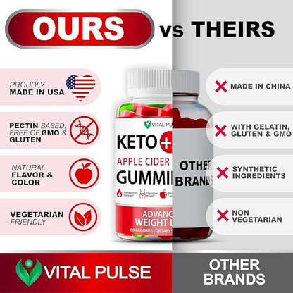 Keto ACV Gummies with Immune Support & Digestive Health - Natural, Non-GMO, Gluten-Free - USA Made