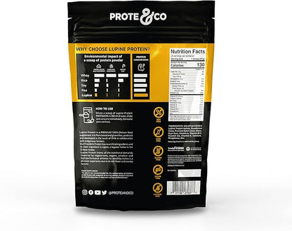 Prote&co Lupine Protein - Lupin-Based Vegan Protein Powder, 24g Plant Based Protein, Non GMO, Soy Free, Gluten Free, Dairy Free, No Sugar Added, Lactose Free, Chocolate Naturally Flavored, 1.63 Lb.