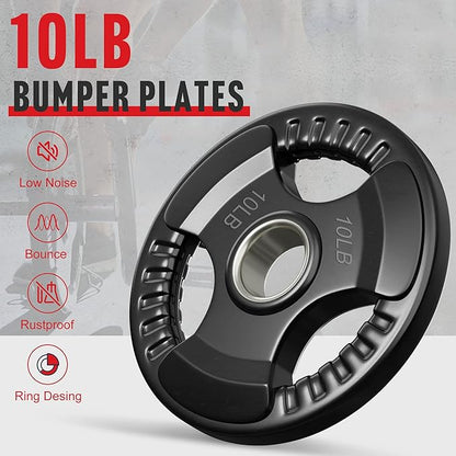 Holleyweb Weight Plates Olympic Rubber Grip Plates 2-Inch