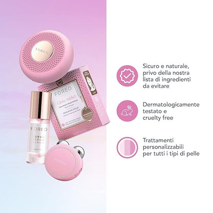 FOREO BEAR mini Microcurrent Facial Device + UFO mini 2 Face Mask Treatment + SERUM 1 fl. oz. + 6 UFO Power Activated Masks Skin Supremes Holiday Set