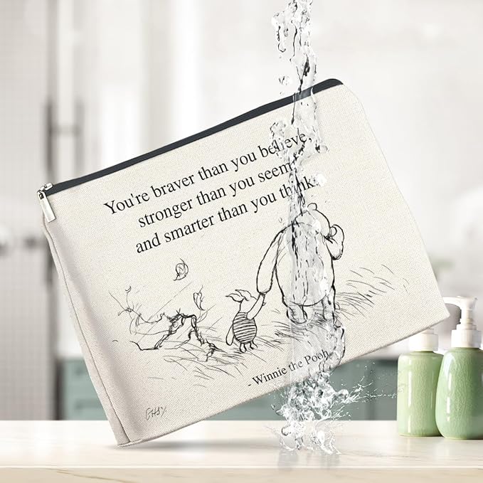 YeleY Inspirational Pooh Bear Gifts for Women Girls, Gifts for Women Girls Friends Sisters Daughter, Classic Pooh Bear Makeup Bag Friendship Cosmetic Makeup Bag