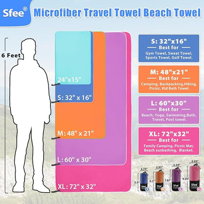 Sfee 2 Pack Microfiber Travel Towel
