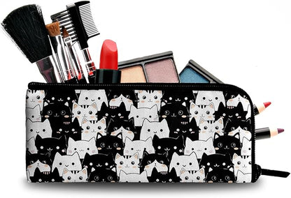 Cute Cat Makeup Bag for Purse - 2 Pcs Travel Bags Cosmetic Bag for Women Makeup Organizer Zipper Pouch for Travel Essentials