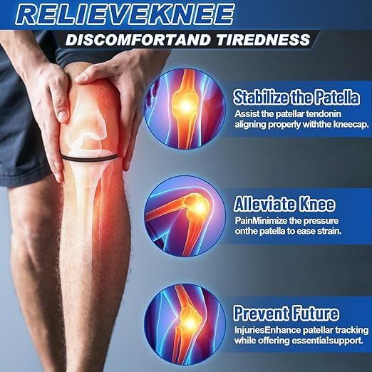 Patellar Bands Tendon Knee Strap 2PCS Knee Pain Relief & Patella Support Brace for Running, Basketball, Tennis, Hiking, Squats - Stabilizing Compression Band for Jumper's Knee, Soccer, Volleyball & Workouts(Black)