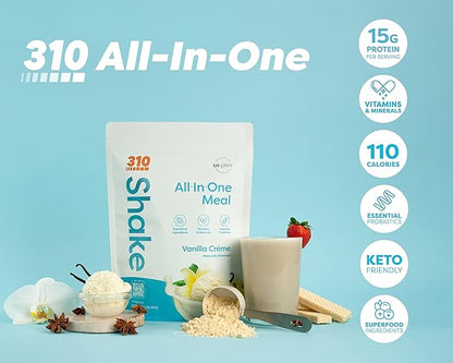 310 Nutrition – All-In-One Meal Replacement Shake - New Formula with Fiber Rich Vegan Superfood Blend - Natural Sweeteners - Low Carb Shake, Keto & Paleo Friendly - Gluten Free - 26 Essential Vitamins