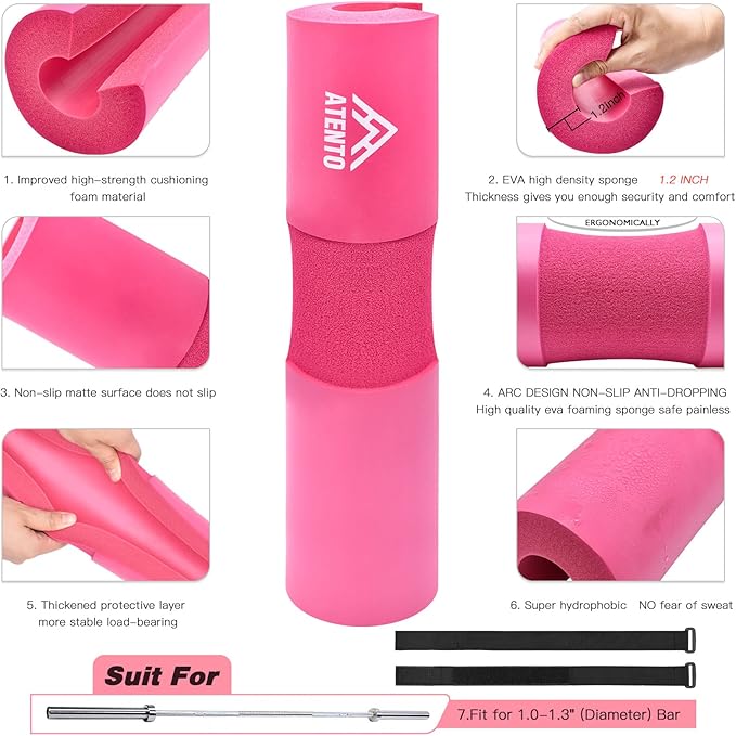 ATENTO 10Pcs Barbell Pad Set with Weight Lifting 3 levels 2 Gym 2 Lifting