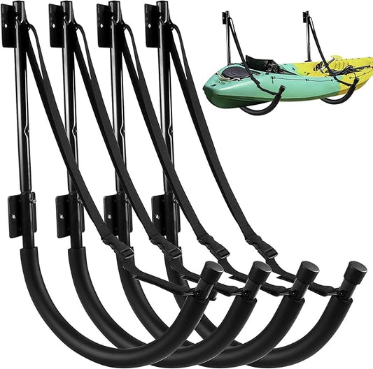 Kayak Storage,Kayak Wall Mount,Heavy Duty Steel Kayak Storage Rack Holds Up to 100 LBS with EVA Protector for Hanging Bicycle Surfboard Snowboard(6 Color,2 Style)