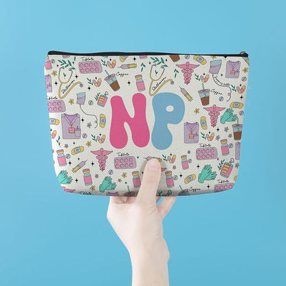 Nurse Practitioner Gifts for Women NP Makeup Bag Nursing Cosmetic Bag Nurse Gifts Nursing Student Gifts Nurse Day Birthday Nurse Appreciation Gifts for Nurse RN Nurse Practitioner Makeup Zipper Pouch