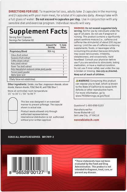 Novex Biotech ThermoDyne - Thermogenic Fat Burner – Appetite Suppressant – Metabolism Boost – Burn Calories – Energy Booster – Improve Focus – Fat Burning Pills – Promote Lean Muscle Tone - 120 Pills