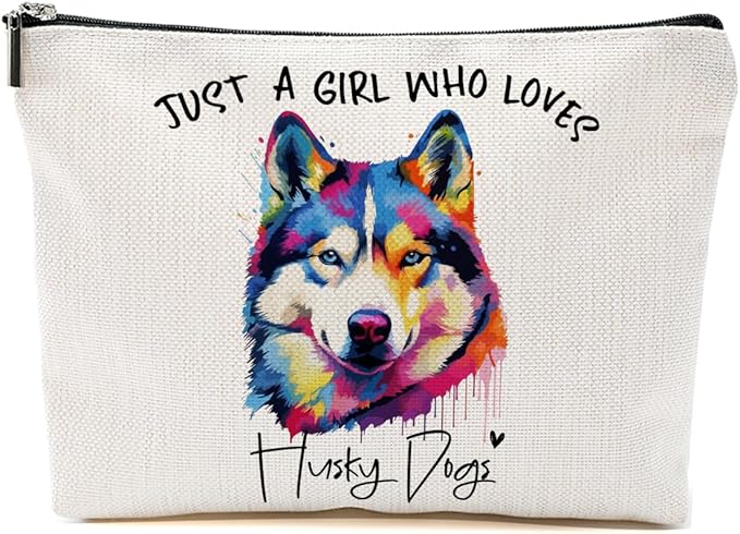 Husky Gifts Makeup Bag Husky Lovers Cosmetic Bag Travel Organizer Bags Makeup Pouch, Christmas Birthday Friendship Animal Lovers Gifts for Women Girls Sisters