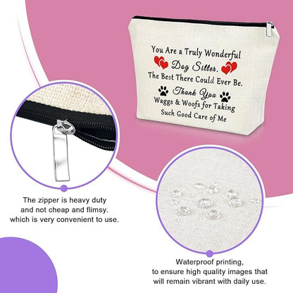 Pet Sitter Appreciation Travel Makeup Bags Cosmetic Organizer Bag Animal Trainer Thank You Gift Dog Lover Gifts for Girls Dog Sitter Christmas Birthday Present
