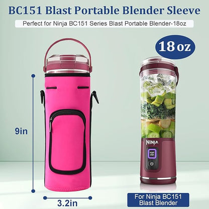Storage Sleeve Bag for Ninja Blast Portable Blender with Shoulder Strap and Accessory Pocket Compatible with Ninja BC151NV/BC51NV/BC151BK/BC151CR/BC151EM/BC151PR/BC151WH Blast Portable Blender(Black)