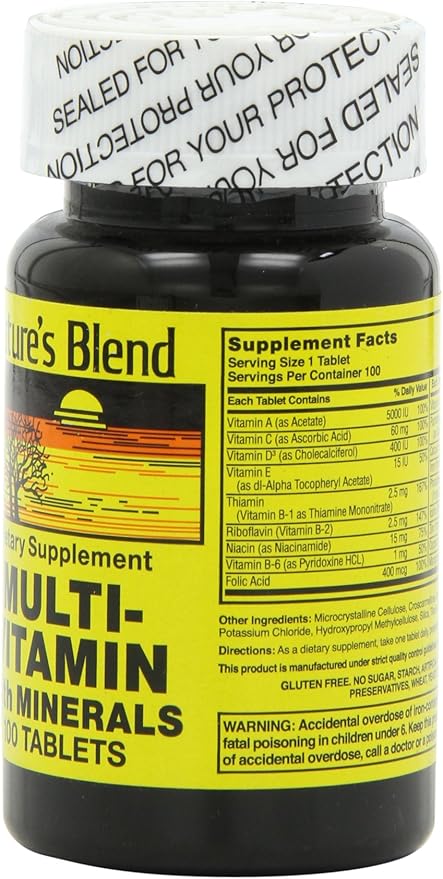 Nature's Blend NAT B MULTIVITAMIN & MIN TB, Assorted, 100 Count