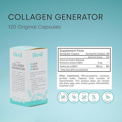 Biosil Collagen Generator - 120 Original Capsules, Pack of 2 - with Patented ch-OSA Complex - Generates & Protects Your Own Collagen - GMO Free - 120-Day Supply