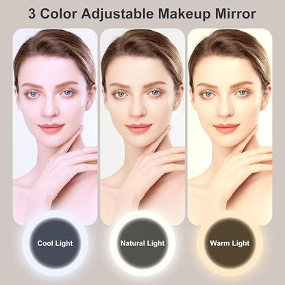 Travel Makeup Bag with Led Mirror, Portable Makeup Train Case Led Makeup Organizer Ideal Gifts for Mother Women Girls
