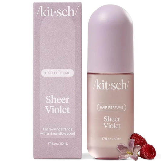 Kitsch Sheer Violet Hair Perfume For Women - Clean, Deodorizing, and Patented Odor-Eliminating Technology, Body Mist - Freshen Hair, Body & Pillows - Fruity Raspberry, Violet & Soft Musk Scent - 50ml