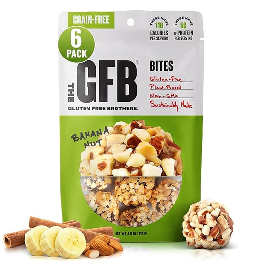 The Gluten Free Brothers Grain Free Banana Nut Bites – Grain Free Protein Balls – Non GMO, Soy Free, Vegan – Paleo Friendly Snack Size Plant Based Protein Energy Balls, 4 Oz (6 Count)