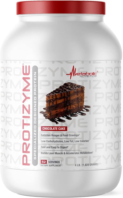 Metabolic Nutrition, Protizyme, 100% Whey Protein Powder, High Protein, Low Carb, Low Fat Whey Protein, Digestive Enzymes, 24 Essential Vitamins and Minerals, 4 Pound, 52 Servings