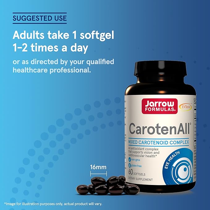 Jarrow Formulas CarotenAll, Dietary Supplement, Antioxidant Support for Vision and Cardiovascular Health, 60 Softgels, Up to a 60 Day Supply
