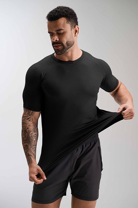 GYM REVOLUTION Men's 5 Pack Workout Gym Hipster Curved Hem Muscle Fitness Hip Hop T Shirts